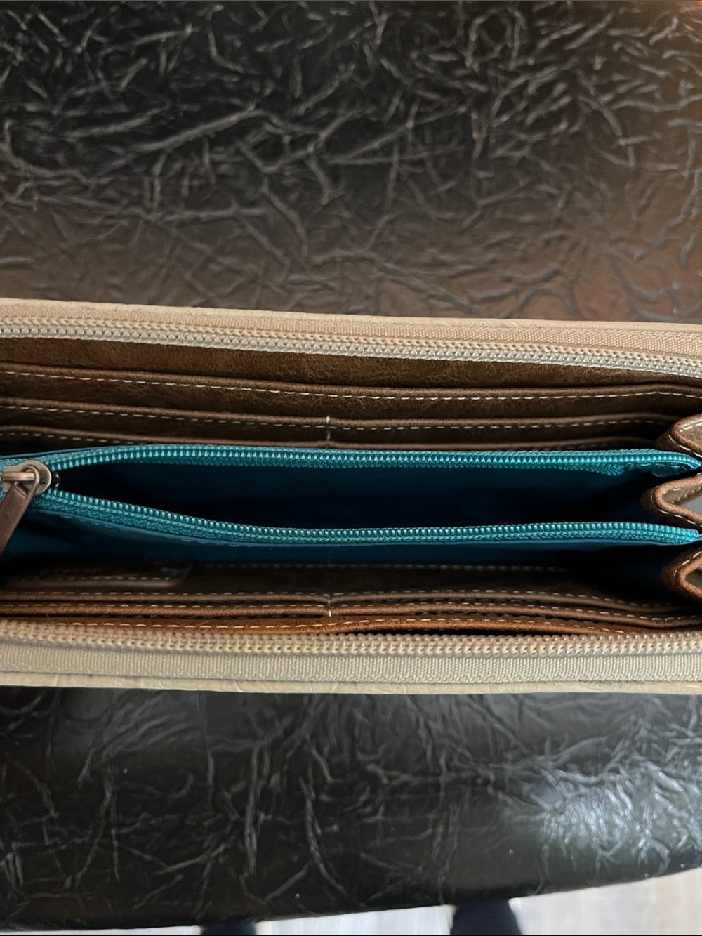Ivory Embossed Wallet with Rhinestone Accents - Picture 5 of 7